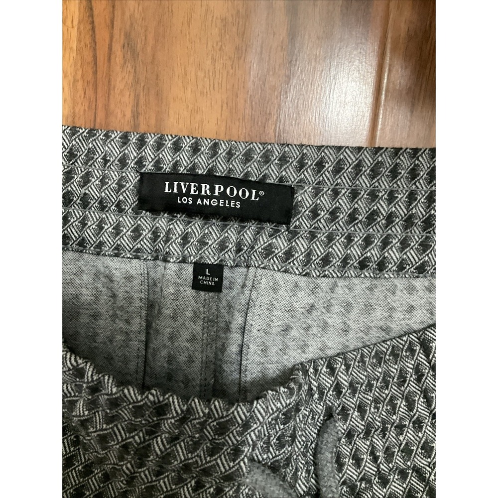 Liverpool Los Angeles Plaid Pull Women's Pants Drawstring Size L Black-gray - Picture 3 of 7